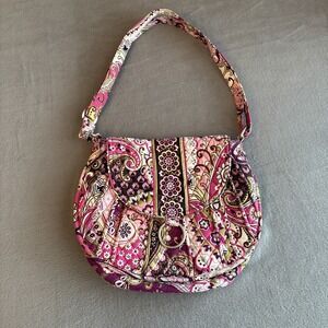 Vera‎ Bradley Saddle Up Purse Pink Purple Magnetic Closure Adjustable Strap